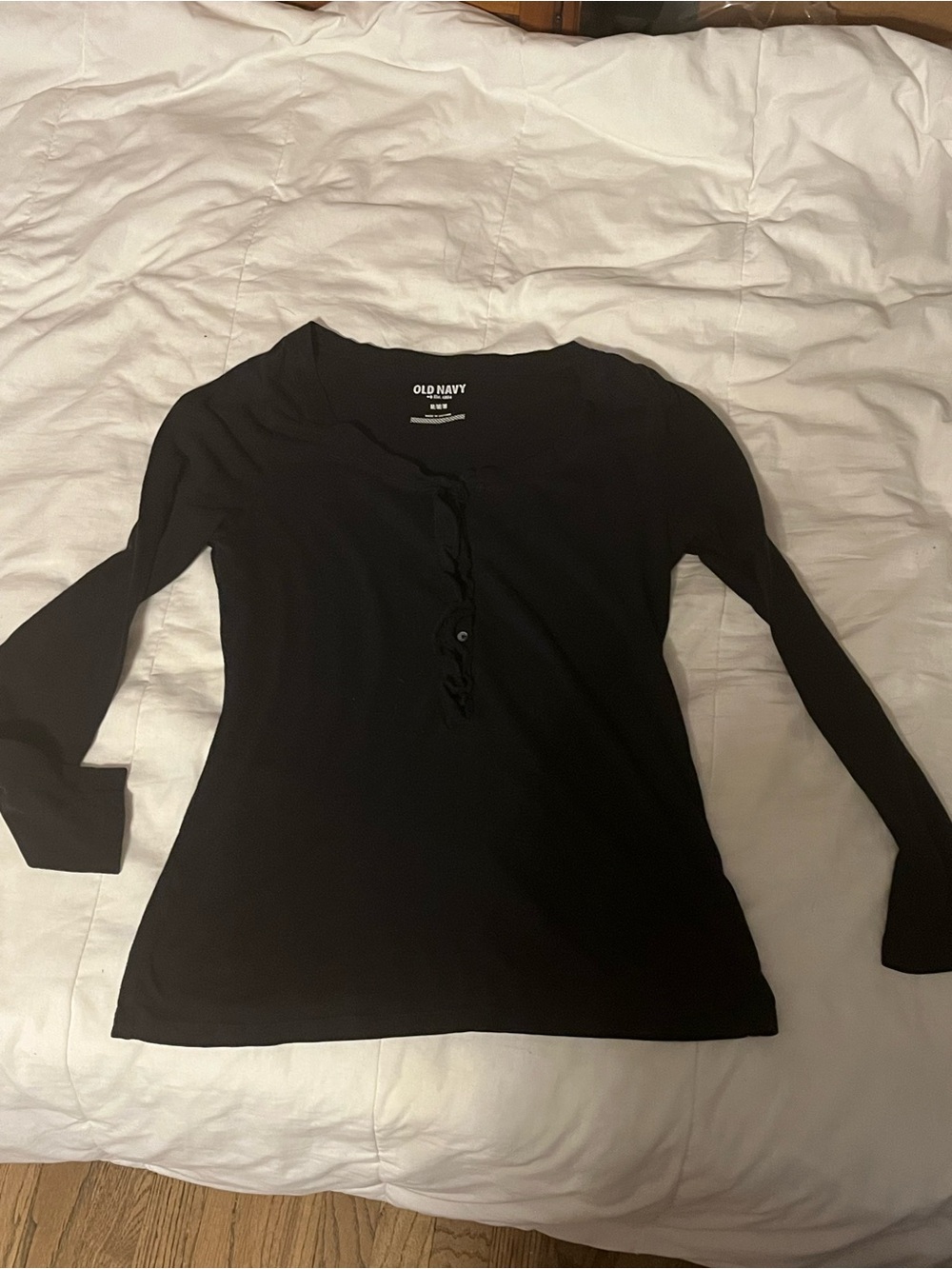Old Navy Black Long Sleeve Henley Tee